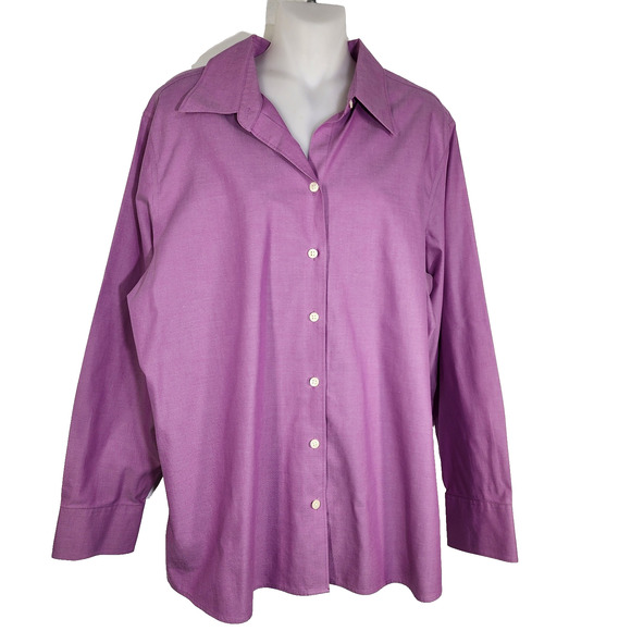 Eddie Bauer Women Wrinkle Resistant Shirt Size XL Long Sleeve Button 100% Cotton - Picture 1 of 11
